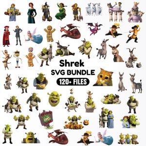 Shrek Clipart, Shrek PNG Bundle, Digital Files for Shrek Birthday with Donkey, Fiona , shrek alphabets and numbers, shrek cake toppers