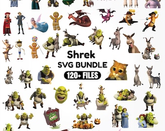 Shrek Clipart, Shrek PNG Bundle, Digital Files for Shrek Birthday with Donkey, Fiona , shrek alphabets and numbers, shrek cake toppers