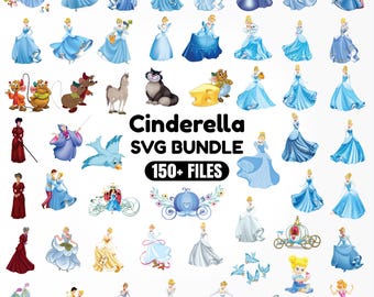 Cinderella Princess Watercolor Clipart,Cute Cinderella Clipart, Fairytale Theme, High Resolution PNG Bundle