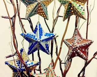 Set of 6 Christmas Star Ornaments