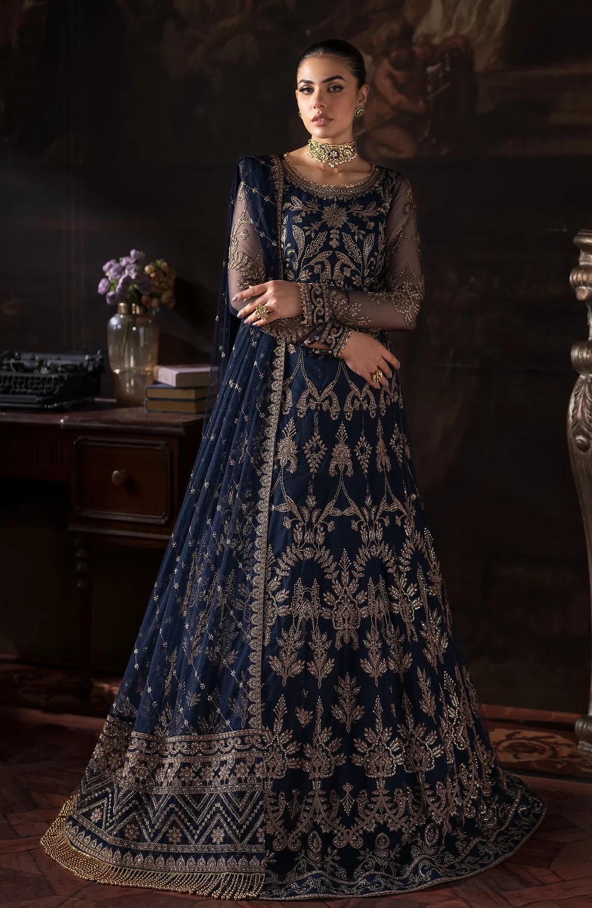 navy blue pakistani dresses Rangreza Navy Suit - Blue Pakistani Suit main image 1