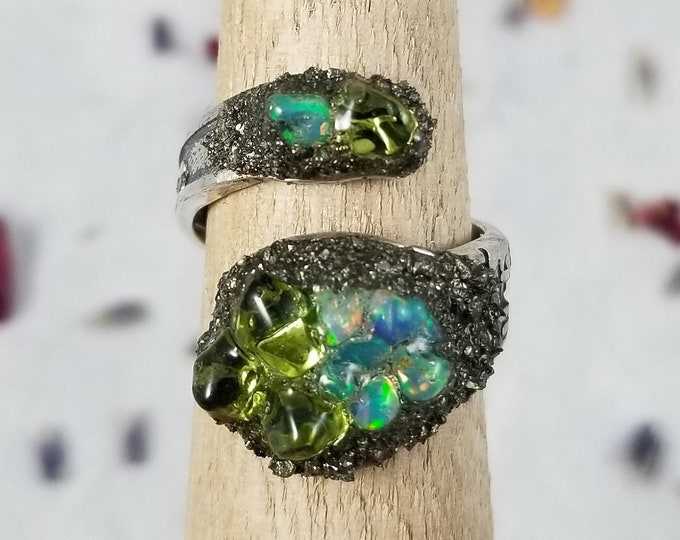 Peridot and Opal Ring Raw Peridot Ring Raw Opal Ring Etsy