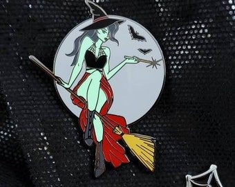 PIN UP WITCH Pin, Halloween Pin Up Pin, Pin Up Pin, Pin Up Girl, Pin Up Witch, Witch Pin, Halloween Pin, Modern Witch Pin, Spooky Pin Goth