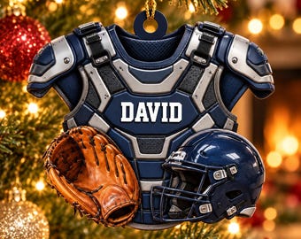 Adorno acrílico personalizado para receptor de béisbol, protector de pecho, guante de receptor, casco, nombre personalizado