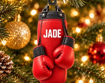 Adorno acrílico personalizado para saco de boxeo, guantes rojos, nombre del boxeador personalizado