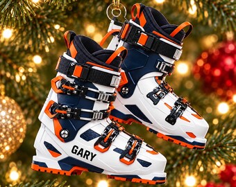 Personalisierte Skischuh-Acrylfigur mit individuellem Foto und Namen