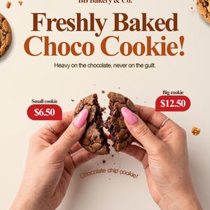 Chocolate Chip Cookie Instagram Post Template | Bakery Social Media Design (Canva)