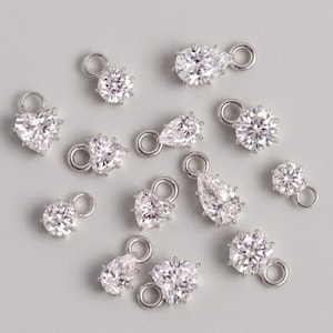 Lab Grown Diamond Charms, Solid Gold Dangle Charms for Huggie Hoops, Necklaces, Bracelets, Anklets & Keychains,  Gold Platinum Silver Gift