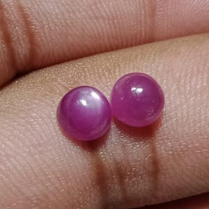 100% Natural Top Quality Pink Ruby star Cabochon 2 Piece Lot Loose Gemstone Attractive Look Ruby star Jewelry making Ring 6.40x5mm 4.60 Ct