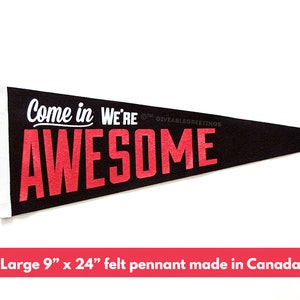 Come In We're Awesome ©™ Vintage Retro Wool Felt Pennant image 1