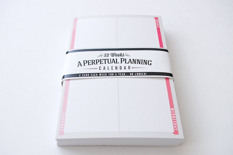 Perpetual Calendar A Year of One Weeks Desk or Portable Planner Postcard Set 52 Double-Sided Weekly Planner image 1