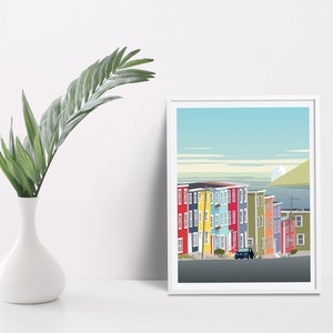 Jellybean Row Terre-Neuve, Canada Maisons en rangée colorées Impression daffiche dart numérique Côte Est image 2