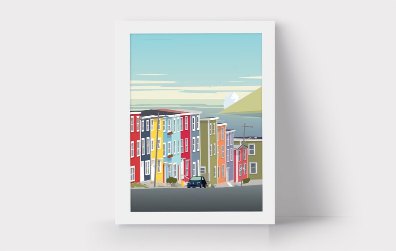 Jellybean Row Terre-Neuve, Canada Maisons en rangée colorées Impression daffiche dart numérique Côte Est image 4