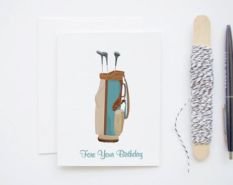 Happy Birthday Golf Card - 'Fore Your Birthday' - Blank Greeting Card