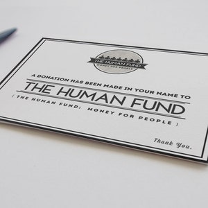 Seinfeld Parody Card: A Donation Has Been Made In Your Name To The Human Fund Blank Funny Greeting Graphic Design Card image 2