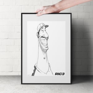NEW Daniel Ricciardo Caricature Sketch Drawing F1 McLaren Driver image 1