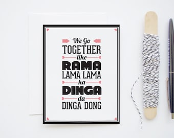 We Go Together - Grease Lyrics Greeting Card - Music Typography on Cardstock