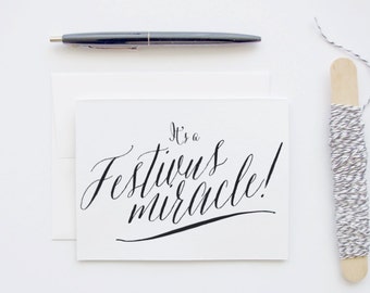 Seinfeld Christmas Card: Festivus Miracle - Calligraphy Blank Funny Greeting Card