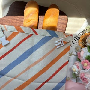 Saco de pão de cera de abelha com listras vibrantes | Porta-pão reutilizável de algodão puro | Armazenamento ecológico para cozinha | Saco para baguete 43 x 33 cm