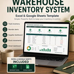 Small Business Inventory Tracker | Stock Spreadsheet,,, Reorder Alerts & Dashboard | Excel and Google Sheets