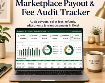 Marketplace Payout Fee Audit Tracker Excel, Seller Fee Tracker, Refund Reimbursement Spreadsheet, Etsy Amazon Shopify Template