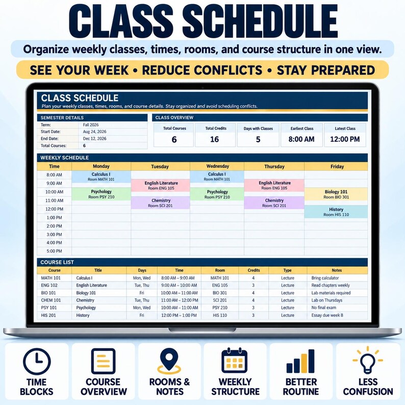 Assignment Tracker Excel Spreadsheet | Student Planner for Assignments, Exams, Grades, GPA & Study Schedule bild 6