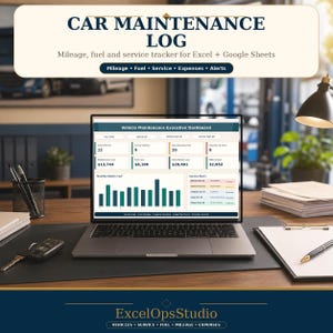 Small Business Fleet Maintenance Spreadsheet | Vehicle Inspection Checklist, Mileage & Expense Tracker | Excel Google Sheets