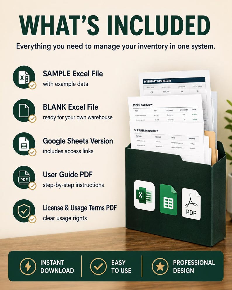 Inventory Spreadsheet for Small Business – Stock Tracker, Low Stock ...