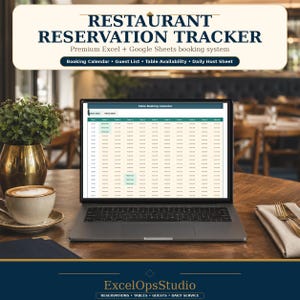 Restaurant Reservation Tracker for Excel & Google Sheets — Table Booking Calendar