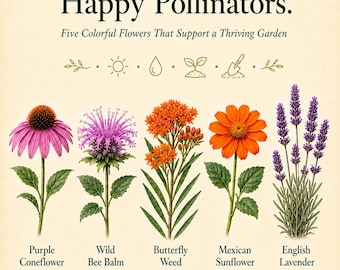 Paraíso para polinizadores: colección de semillas de flores para mariposas, abejas y colibríes (5 semillas no transgénicas).