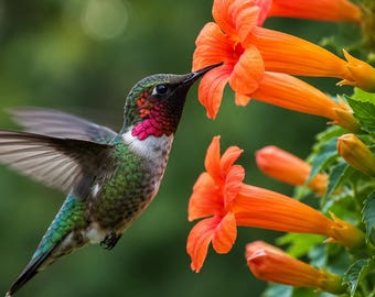 Juego de plantas vivas de raíz desnuda de la enredadera trompeta de colibrí / Planta trepadora perenne con flores para jardín