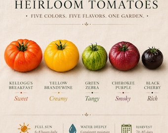 Sunset to Midnight — Heirloom Rainbow Tomato Seed Collection 5 NON-GMO Garden Gift