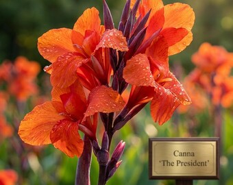 Bulbos de lirio Canna Presidente — Planta perenne tropical de flores rojas que atrae a los colibríes
