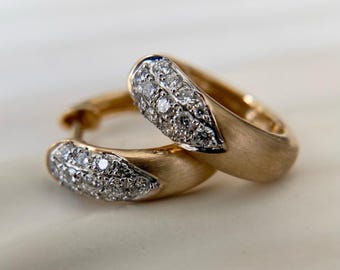 Two-Tone Gold Silver Pavé Hoop Earrings, Sparkling Statement Jewelry