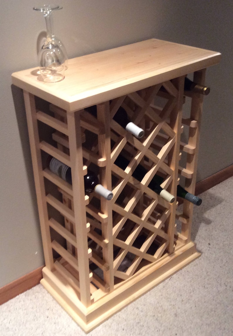 28 Bottle Lattice Style Wine Rack Espresso Etsy