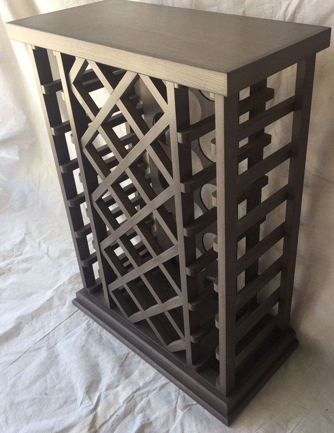 28 Bottle Lattice Style Wine Rack Light Grey Etsy