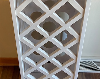 14 Bottle Lattice Style Wine Rack    "Whitewash"