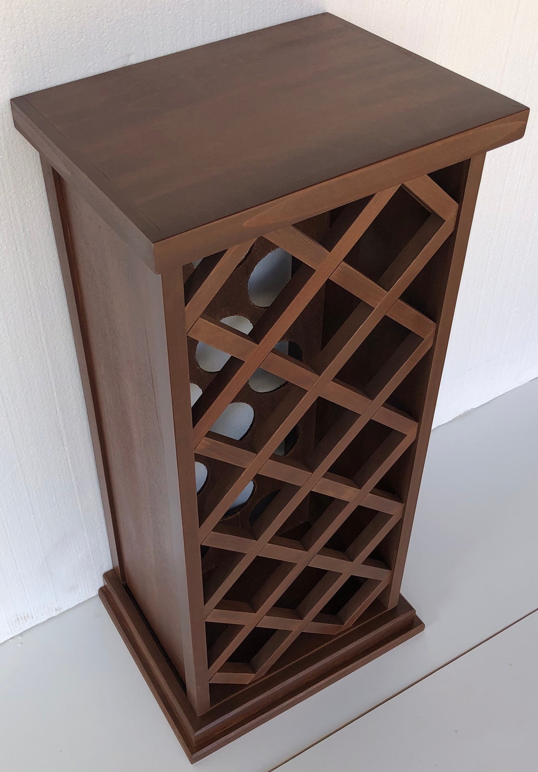 14 Bottle Lattice Style Wine Rack medium Brown Etsy