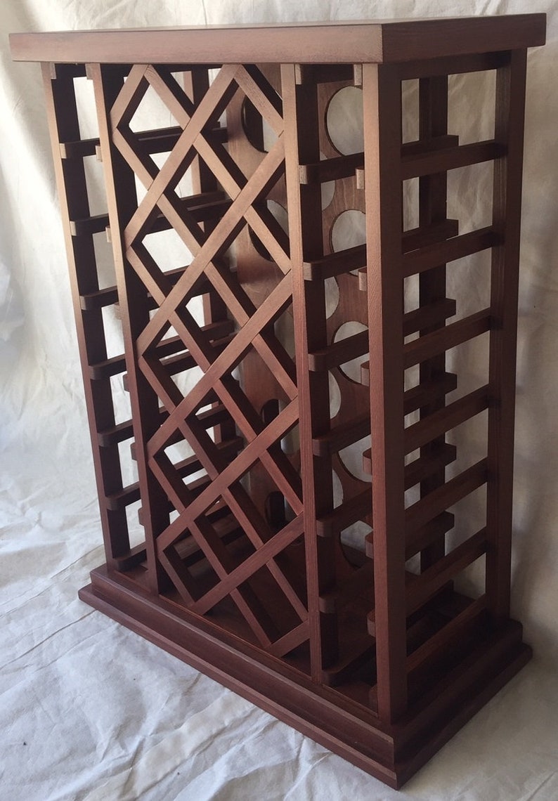 28 Bottle Lattice Style Wine Rack natural Cherry Etsy