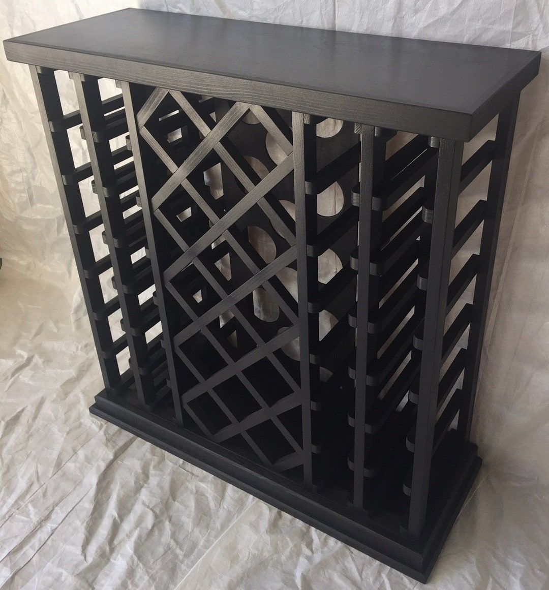 42 Bottle Lattice Style Wine Rack black Etsy