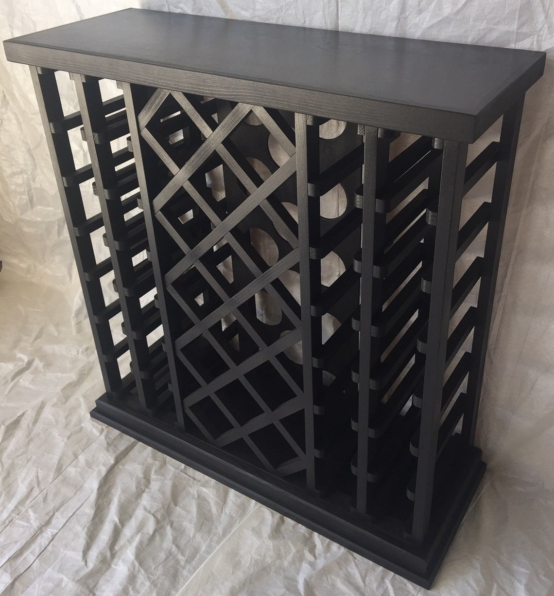 42 Bottle Lattice Style Wine Rack black Etsy