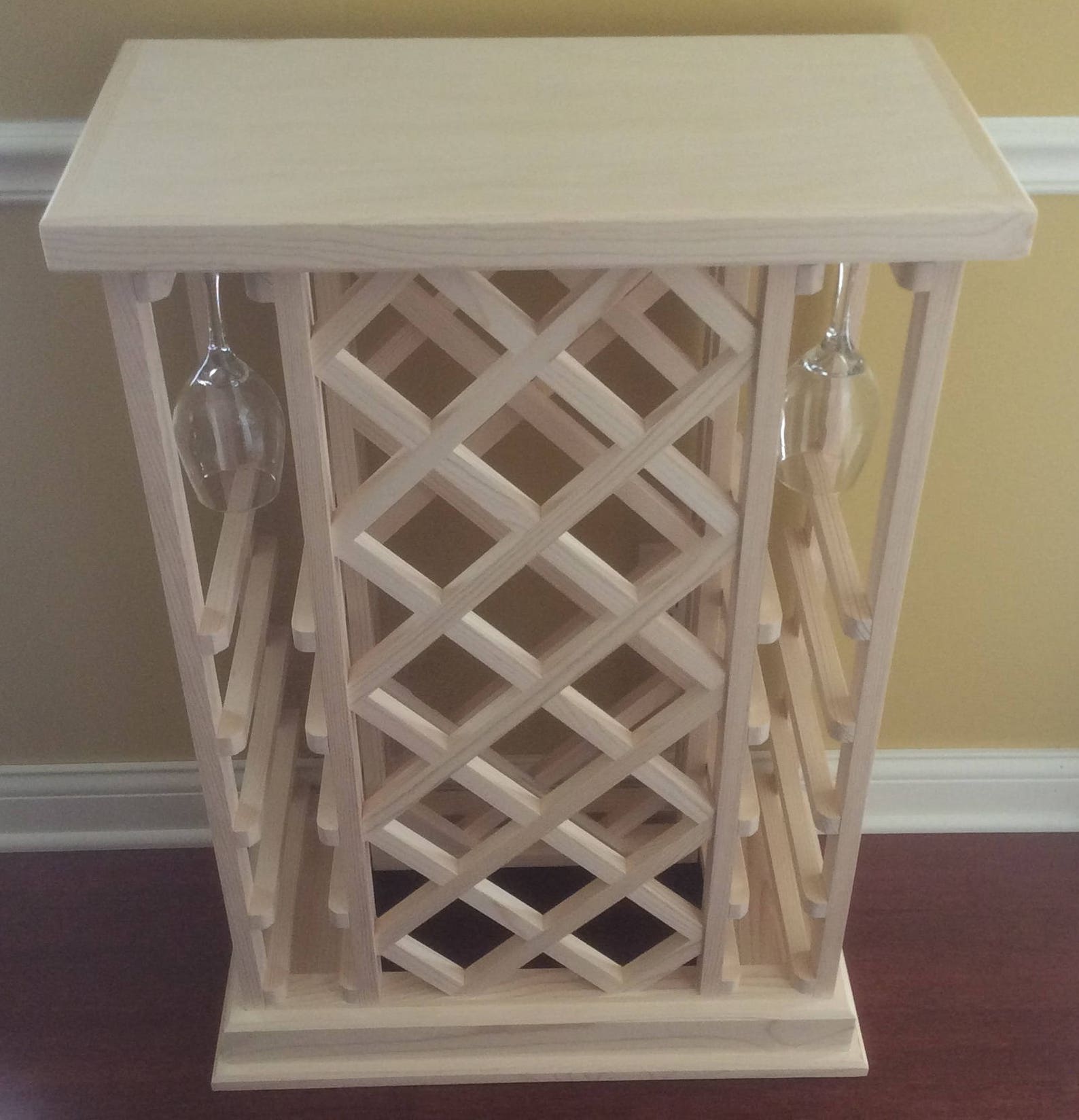 28 Bottle Lattice Style Wine Rack Espresso Etsy