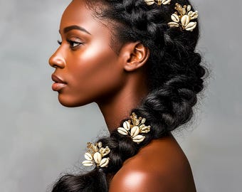 Cowrie Bridal Hair Pins, Boho Hair