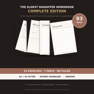 Eldest Daughter Workbook, Parentification Complete Edition, Guided Exercises (Instant Download)