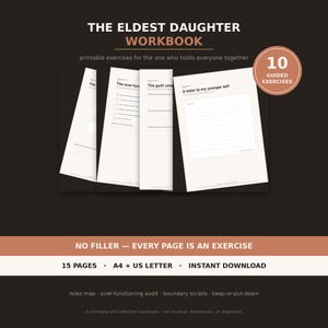 Eldest Daughter Workbook, Parentification Exercises, Self Reflection Pages (A4 US Letter)