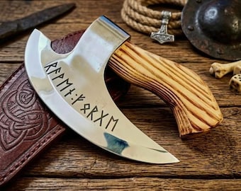 Viking pizzabijlsnijder – roestvrijstalen middeleeuwse snijmachine, Nordic Kitchen Tool, BBQ-cadeau
