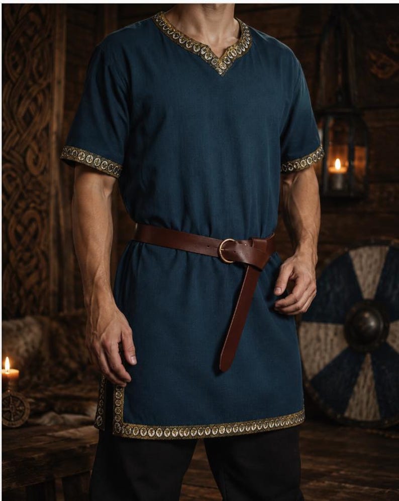 Mens Viking Knight Tunic Costume – Medieval Norse Warrior Cosplay ...