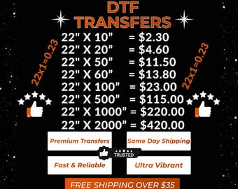 DTF Transfers, Gang Sheets: Iron on Decals, Heat Transfer, Direct to Film, Hot Peel
