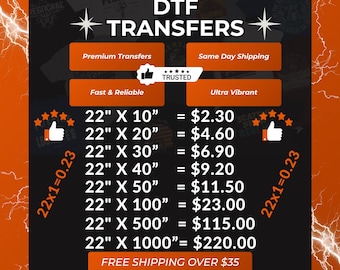 Custom DTF Transfers & Gang Sheets: Iron on Heat Transfer, Direct to Film, Hot Peel