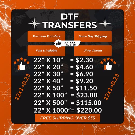 Custom DTF Transfers & Gang Sheets: Iron on Heat Transfer, Direct to Film, Hot Peel